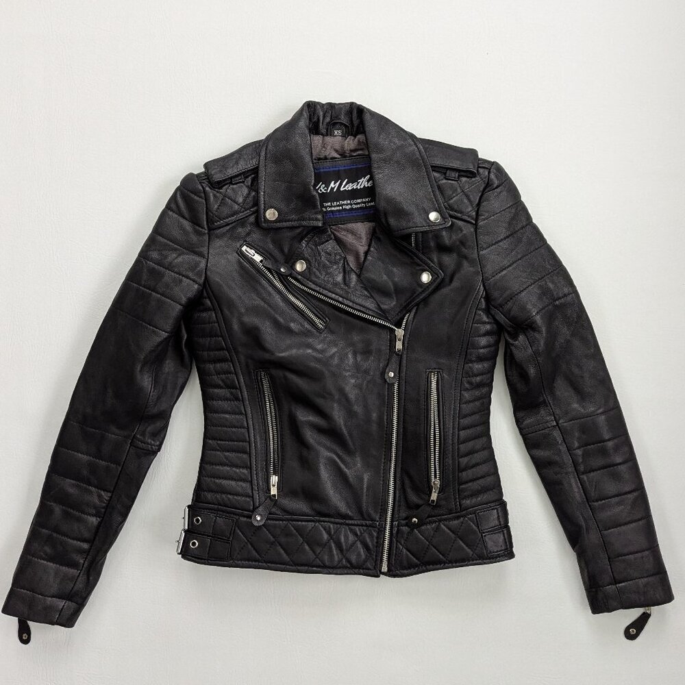 Y&M Leather Women's Leather Moto Jacket XS - Picture 2 of 11